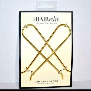 The Hair Edit Curated Collection Slim Chignon Pins French Hair Pin Set Gold